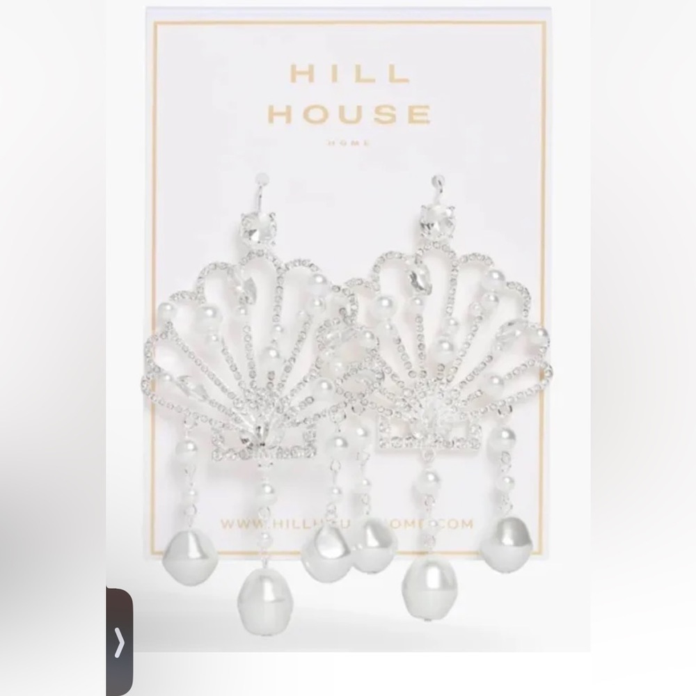 Hill House Bling Mermaid Princess Seashell Earrings Silver Pearl NWT - Picture 2 of 3